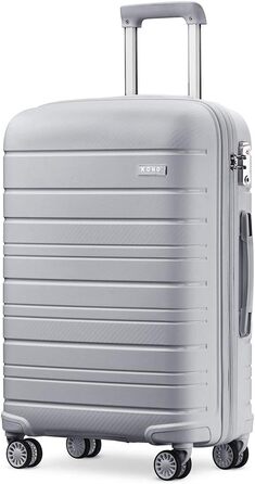 Валіза KONO з TSA-замком та 4 обертовими колесами, набір валіз 3 шт. (білий, сірий)