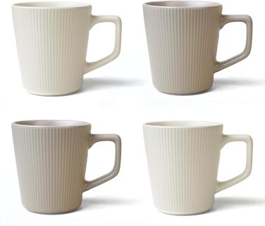 Набір кавових чашок 4 шт. - 500 мл - Матова кераміка - Набір чашок для кави та чаю - Мікрохвильова безпека, зручна ручка