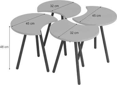 Журнальний столик Højer в комплекті з 4 шт. Стіл гніздовий 48 х 45 х 32 см Стіл для вітальні Журнальний столик під дерево