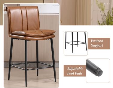 Набір з 2 барних стільців Chairus з PU шкірою, без підлокітників, для кухні, барної стійки, вітальні (зелений, коричневий)