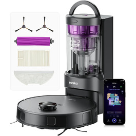 Робот-пилосос Eureka E20 Plus: 8000 Pa, самостійна очистка, DuoDetect AI, білий/чорний