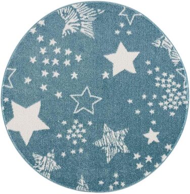 Дитячий килимок pay - - 80x150 см-красивий дитячий килимок з коротким ворсом у вигляді зоряного неба-Oeko-Tex Стандарт 100 (круглий, синій, 120 см)