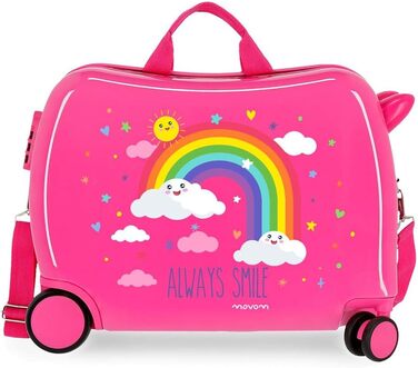 Дитяча валіза Enso Arcoiris Always Smile рожева 50x39x20 см Кодовий замок Hard Shell ABS 38 л 2,1 кг 4 колеса ручна поклажа