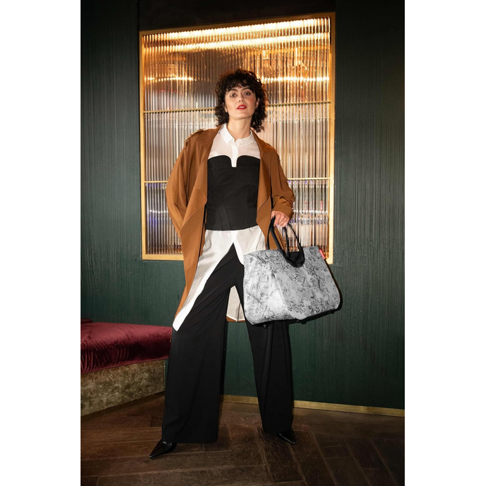 Сумка Reisenthel Loopshopper L – містка та стійка, з відділеннями з перероблених PET-пляшок, водонепроникна, сіра (Jacquard Grey)