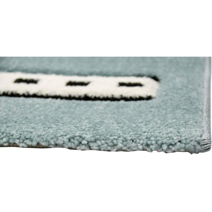 Дитячий килим з мериноса вуличний килим для хлопчиків з вулицями і будинками бірюзового кольору розмір 120 см круглий (140 х 200 см)