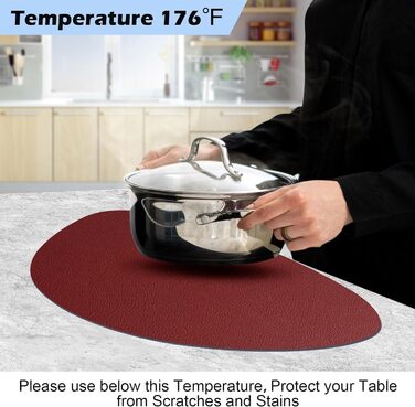 Набір з 6 підставників під тарілки, миючіся з підставками, двосторонні, з імітацією шкіри, водонепроникні, для обіднього столу, кухні, ресторану та дому (червоний)