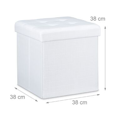 Relaxdays Складний табурет з місцем для зберігання, льон