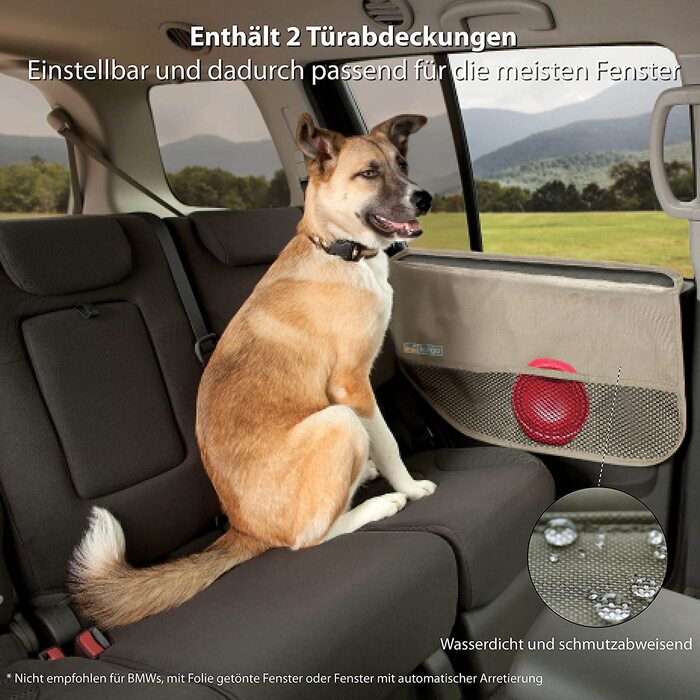 Автомобільна дверна засувка Kurgo для собак, захищає автомобільні двері від собачих кігтів і бруду, з кишенями, Регульований розмір, (пісок)