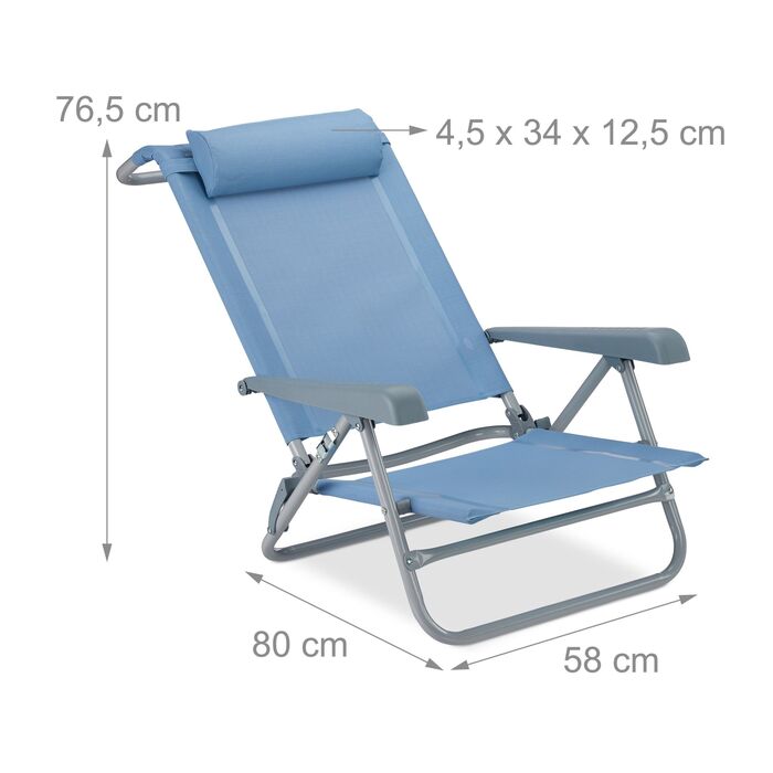 Розкладний шезлонг Relaxdays з подушкою для шиї