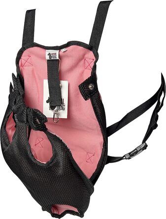 Рюкзак для собак регульований з ремінцем на животі дихаючий для маленьких собак і цуценят (XXS, чорний/рожевий) XXS чорний / рожевий