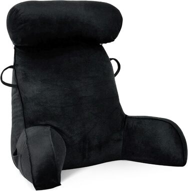 М'яке крісло-мішок для читання з велюру, для дорослих, з підтримкою спини та підлокітниками, з кишенею та знімним чохлом (Кофе, Чорний)