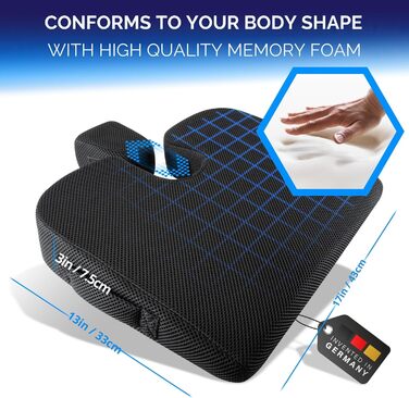 Ортопедична подушка-кусок для підтримки правильної постави | Зручна ергономічна подушка для стільця, авто та ін. | Memory Foam, Soft (45-70 кг)