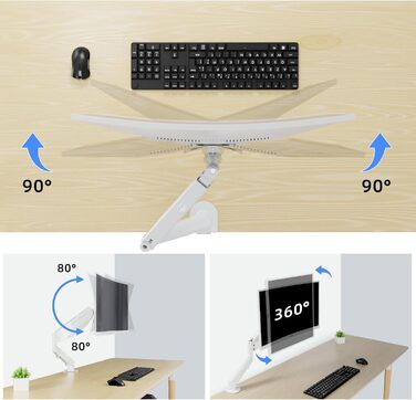 Кріплення для монітора Suptek, 17-32 дюйми, газ-амортизатор, регулювання висоти, 360° обертання, білий (MD8W)