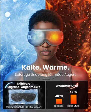 Масажер для очей BOB AND BRAD EyeOasis 3 Elite з підігрівом та охолодженням, маска для очей при мігрені, сухість очей, зняття стресу, покращення сну, сірий колір