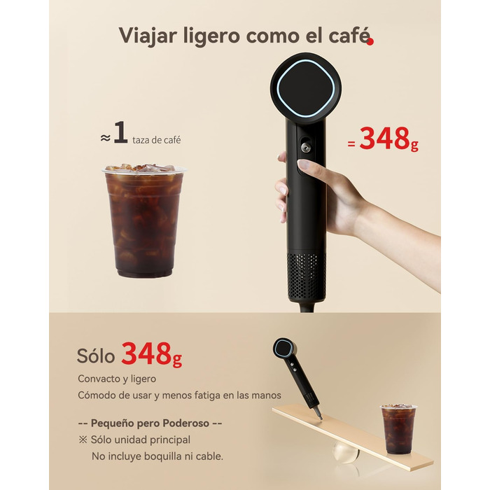 Професійний іонний фен для волосся з дифузором, безщітковий мотор 160 000 об/хв, швидке сушіння, сірий