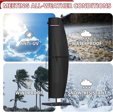 Захисний чохол для парасольки/перголи LAMUNI, водонепроникний, для парасольки/перголи 3-5м, 220x40/70/50 см