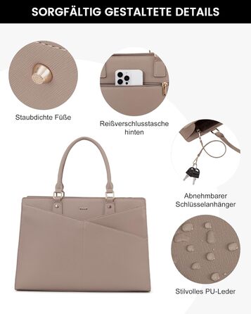 Сумка для ноутбука LOVEVOOK: жіноча сумка-шоппер, сумка для роботи, навчання, офісу, бізнесу, 15.6 дюймів, чорний (Y-khaki Sand)