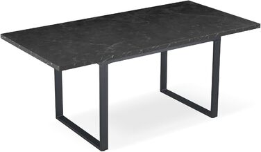 Розсувний обідній стіл B&D Home Anna | 120-160 x 80 см, на 4-6 осіб | стіл для кухні/їдальні з дерев'яними ніжками, чорний | скандинавський/індустріальний дизайн, Texas-Eiche (дуб Техас), 11202-US-EITE (чорний мармур/чорний)