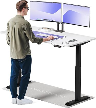 Стол підняття Desktronic Homeone 160x80 см – електричний з USB-портами, чорно-білий