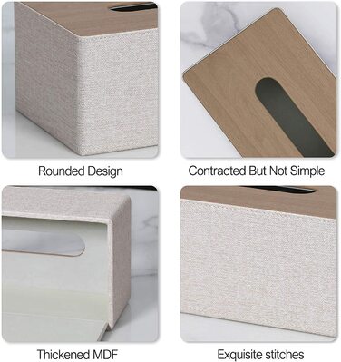 Скляниця для косметики, 25x13.5x9.5 см, PU-шкіра, сучасний дизайн, прямокутна форма, для ванної, спальні, кухні, офісу, бежевий колір