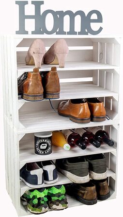 Взуттєва шафа Джоанна полиця для взуття винний шафа винний шафа з обпаленого / білого дерева Ящики для зберігання взуття на 6 пар взуття в якості підставки для взуття зберігання взуття з дерева (комплект з 3 предметів білого кольору)