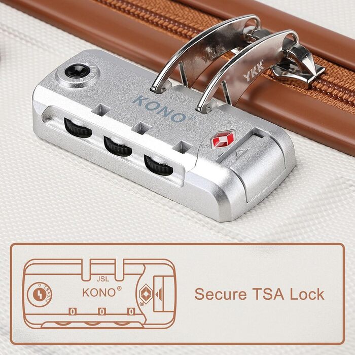 Чемодан середнього розміру KONO 24 дюйми з ABS, TSA-замком та 4 колесами (65×44×25.5 см)