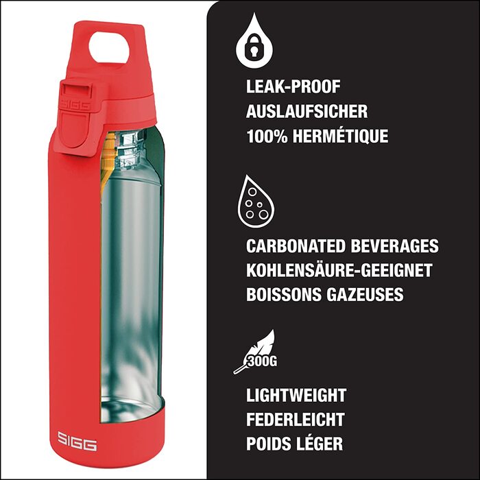 Термальна пляшка для пиття Sigg Hot & Cold ONE Light(0,55 л), що не містить шкідливих речовин і ізольована пляшка для пиття для походів, одноручна відкрита Термальна пляшка з нержавіючої сталі 18/8 (червоного кольору)