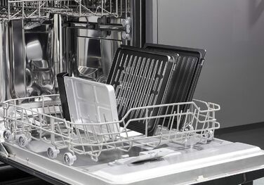 Контактний гриль George Foreman з антипригарним покриттям для приготування паніні та сендвічів [Без диму - 87% менше диму] Настільний гриль (знімні та придатні для миття в посудомийній машині пластини, температура 200°C, корпус з нержавіючої сталі) 28000-