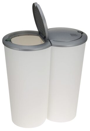 Відро для сміття Spetebo об'ємом 50 літрів (2x25) білого кольору зі зручною відкидною кришкою