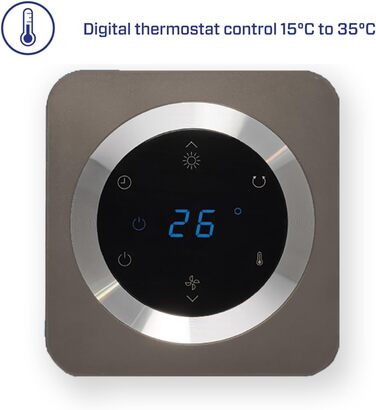 Обігрівач та вентилятор 2-в-1 Clean Air Optima CA-904G Smart: дизайн, 1000/2000 Вт, термостат, осциляція 80º, для приміщень до 40 м² (коричневий)