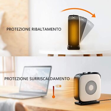 Обігрівач керамічний Midea Nty15-19Cae, 1500W, портативний, з термостатом, білий/чорний