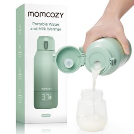 Momcozy MW05 портативний підігрівач для пляшечок, 500 мл, акумулятор 24 години, 2 режими нагріву для дитячого харчування та води, швидкий нагрів за 3 хв, зелений