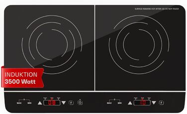 Електрична варильна плита Klarstein індукційна, індукційна плита з 2 мобільними пластинами, індукційна плита 3500 Вт для кемпінгу та дому, 2 індукційні плити портативні, сучасна подвійна індукційна плита чорна