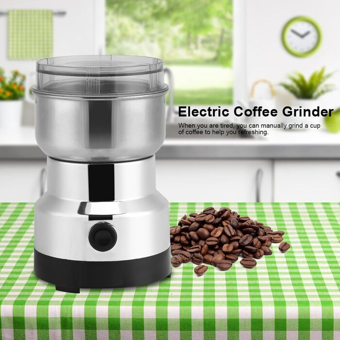 Електрична електрична кавомолка для кави та спецій, електрична кавомолка з нержавіючої сталі 220 В для кавових зерен, домашній офіс