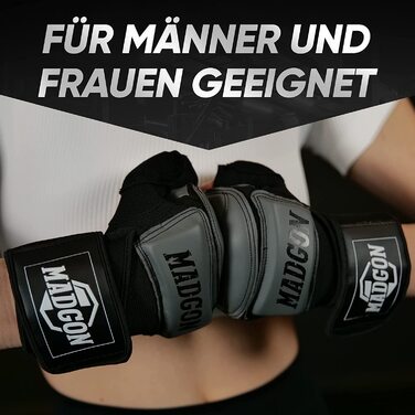 Рукавички MADGON MMA Pro-професійна якість-високоякісна конструкція-Бокс, тренування, мішок з піском, боксерська груша, вільний бій, боротьба, Бойові мистецтва-боксерські рукавички чорний/сірий XL