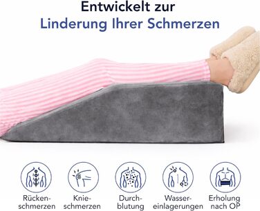 Подушка для ніг Dreamzie для розвантаження вен та підтримки ніг, гіпоалергенна та дихаюча, для дорослих, Made in EU