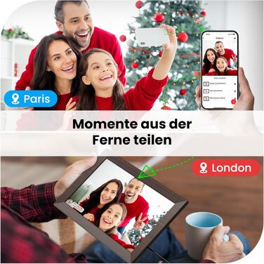 Frameo Цифровий фоторамка WiFi, 10.1 дюйма, HD IPS сенсорний екран, 32 ГБ пам'яті, автоматичне обертання, хмарна підтримка, віддалене завантаження фото та відео