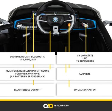 Дитячий електромобіль BMW i4 Actionbikes Motors, ліцензійний, з пультом 2,4 ГГц, електроавто для дітей від 3 років, іграшковий автомобіль (білий/чорний)