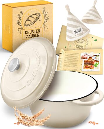 Форма для випікання хліба з чавуну з кришкою Krustenzauber - 28 см, 4.7л, кремовий колір