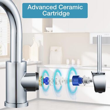 Змішувач для ванної кімнати/кухні 360° з нержавіючої сталі, однорідний, висота виливу 150 мм, щіткова обробка, нікель (хром)