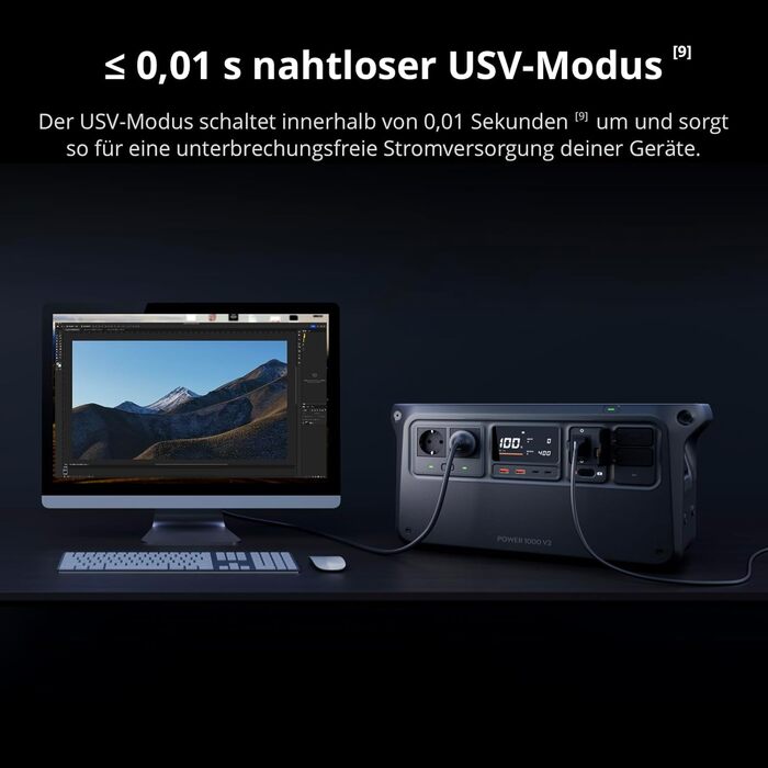 Портативна електростанція DJI Power 1000 V2: 1024Wh, 2600W, LiFePO4, для кемпінгу/дому/RV, швидка зарядка