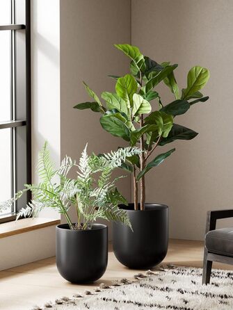 Керамічний горщик для квітів LE TAUCI, 25 см, чорний, з дренажним отвором