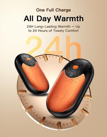 Електричний гріє для рук 2 шт. | Перезарядний кишеньковий гріє з 3 режимами нагріву, 6000mAh. Для жінок, чоловіків, кемпінгу, полювання, гольфу (Помаранчевий)