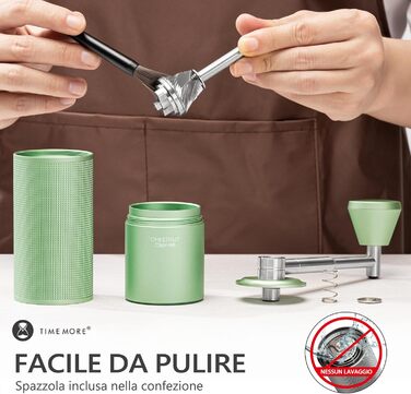 Ручна кавомолка TIMEMORE Chestnut C3 ESP PRO, зелена - для еспресо та френч-прес