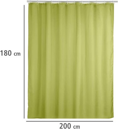Шторка для душу проти цвілі Uni Anise Green - Антибактеріальна, яку можна прати, з 12 кільцями для штор для душу, поліестер, 180 x 200 см, анісовий зелений