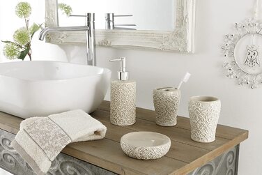 Керамічний, класичний, білий набір для ванної кімнати з 4 предметів, включаючи диспенсер, тримач для зубної щітки, кухоль і мильницю (класичний темно-сірий)