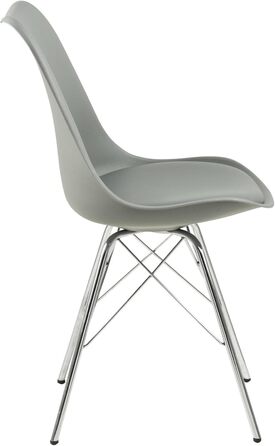 AC Design Їдальні стільці Emanuel, 2 шт. (світло-сірий/хром), PU/Метал, 48,5 x 85,5 x 54 см