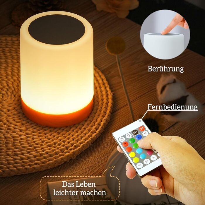 Світлодіодний приліжковий світильник Touch Dimmable Набір з 2 шт. , USB-батарея, 3 режими, синхронізація та пам'ять, нічне світло