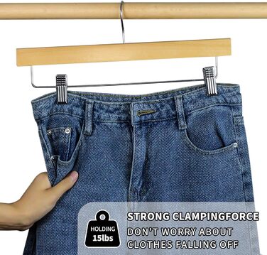 Дерев'яні вішалки для штанів LANSHINE, 20 шт. з антиковзними зажимами, 360° обертання, для штанів, спідниць та піджаків