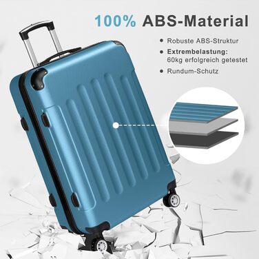 Набір валіз LEADZM 3 шт. з захистом кутів, ABS, телескопічний ручка, ручна поклажа (темно-синій)
